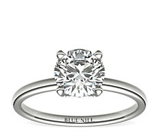 Blue Nile Studio French Pavé Diamond Crown Solitaire Engagement Ring in Platinum (1/6 ct. tw.)